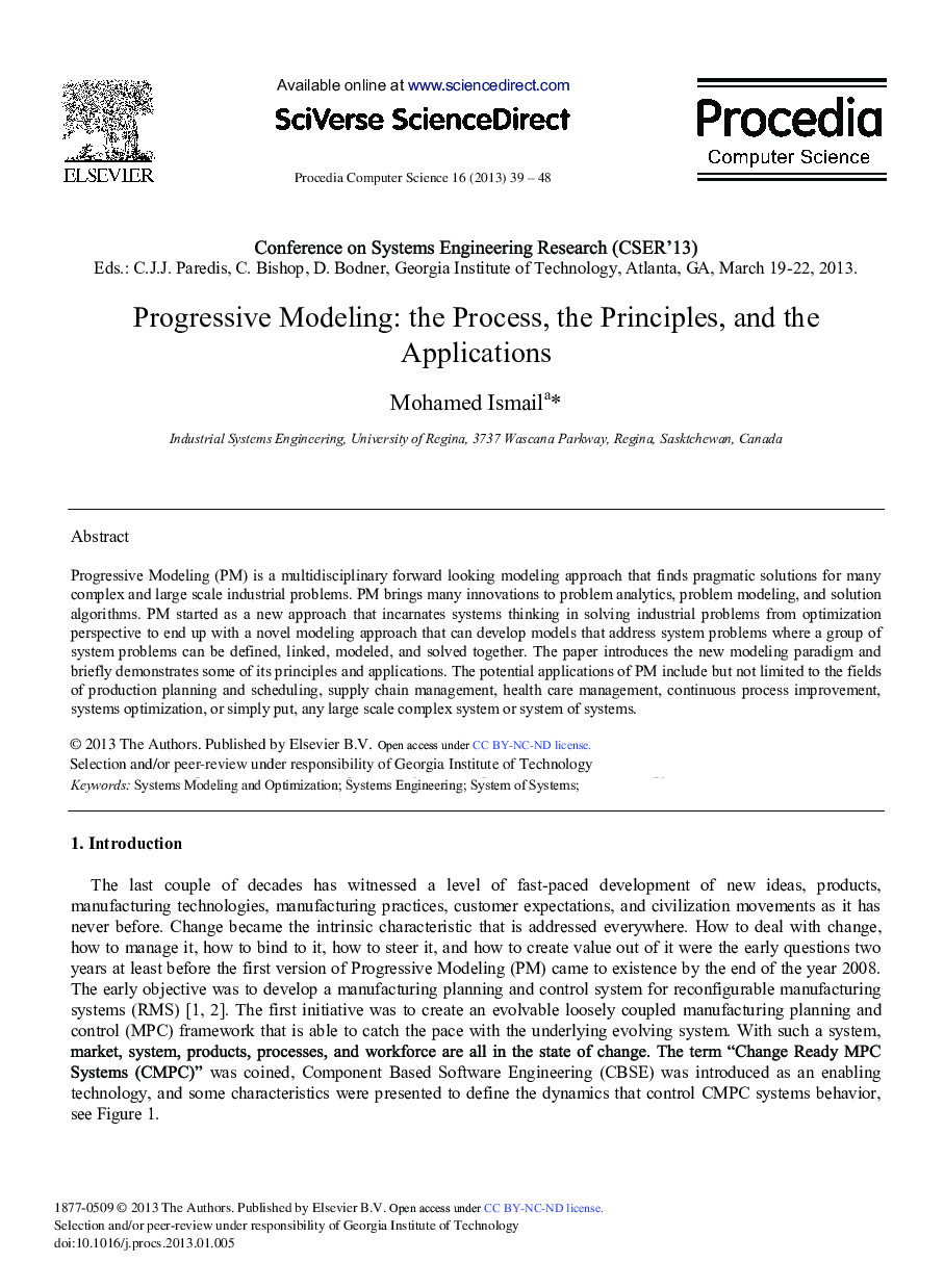 عکس صفحه اول مقاله: Progressive Modeling: The Process, the Principles, and the Applications Progressive Modeling: The Process, the Principles, and the Applications