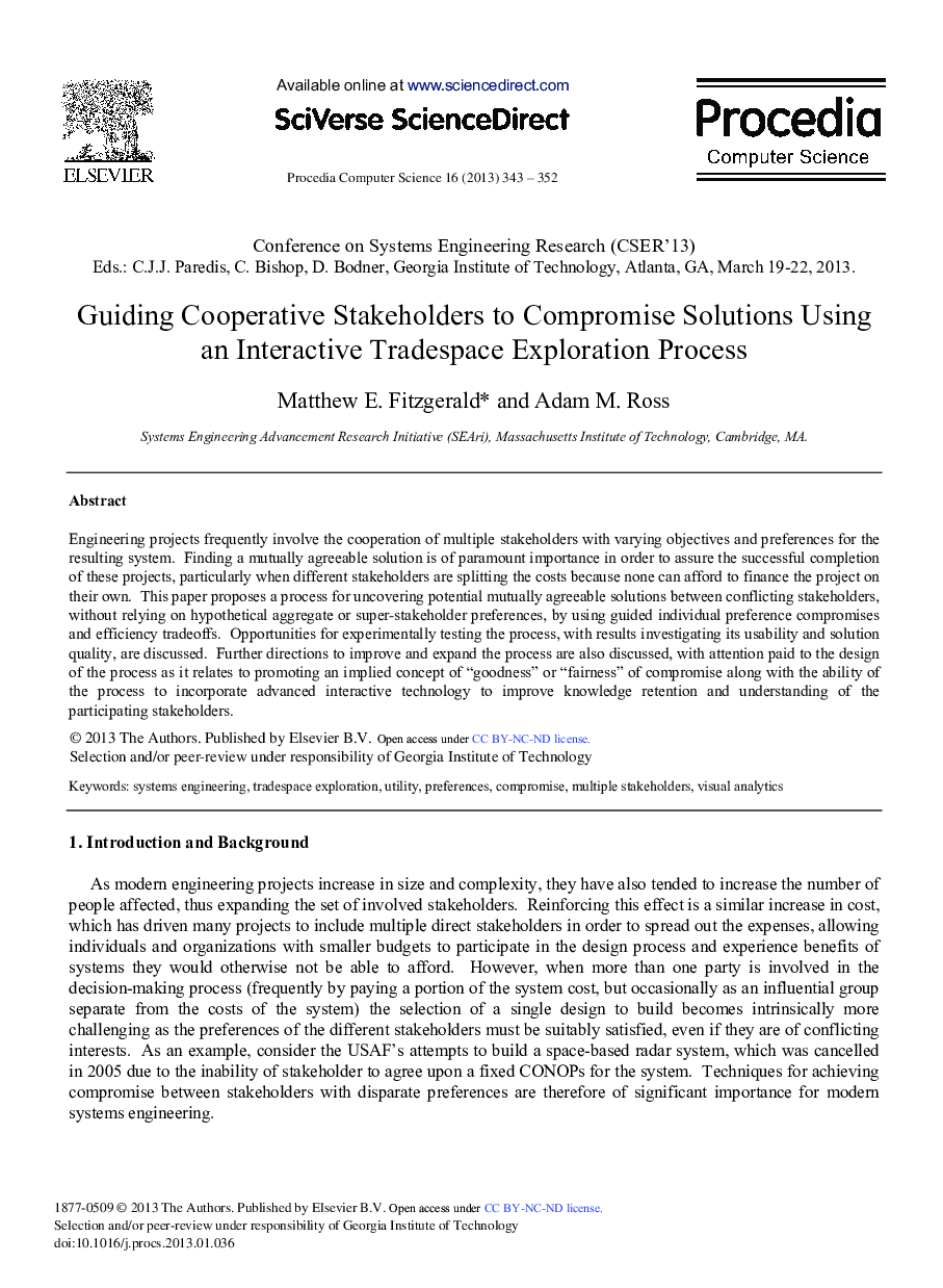 Guiding Cooperative Stakeholders to Compromise Solutions Using an Interactive Tradespace Exploration Process 