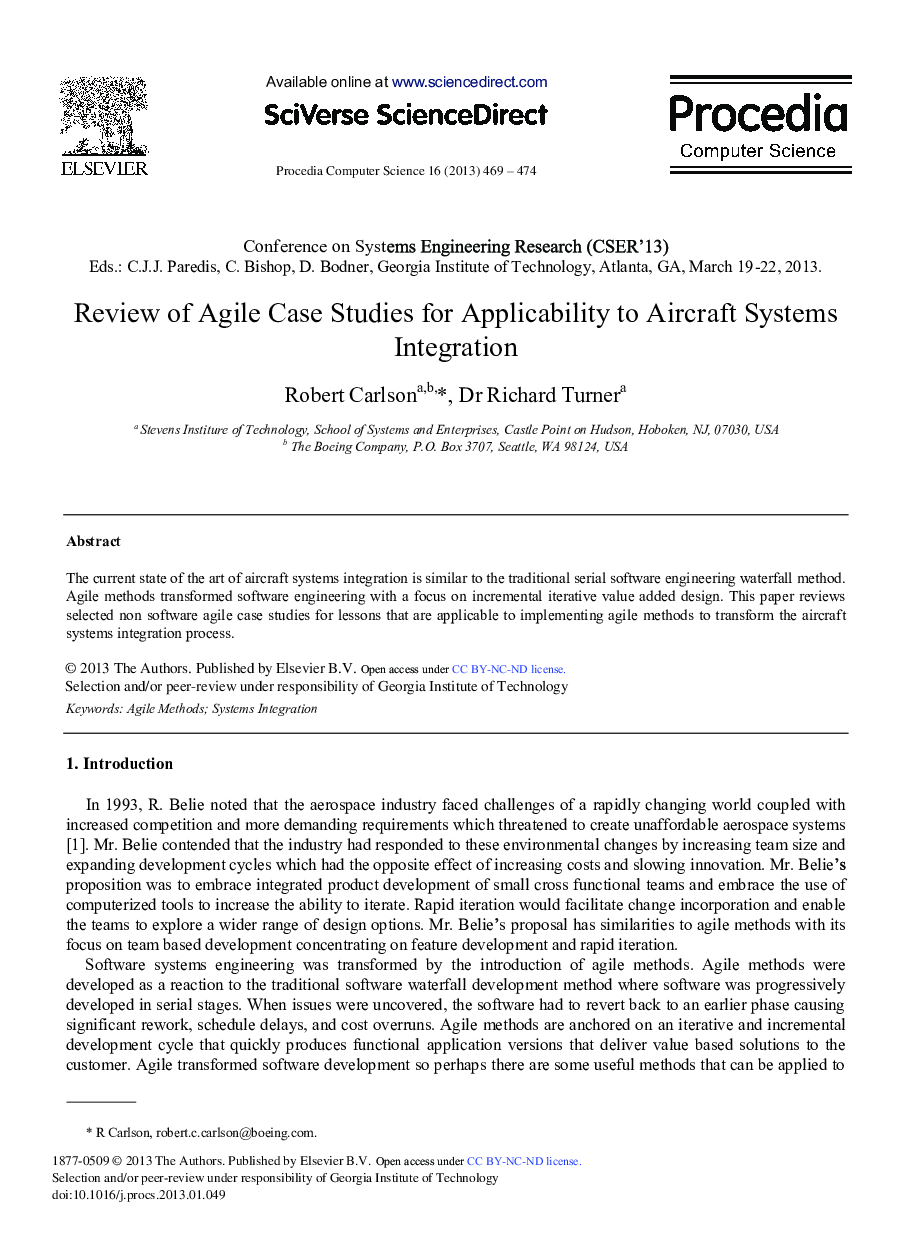 Review of Agile Case Studies for Applicability to Aircraft Systems Integration 