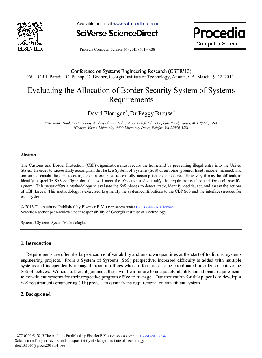 Evaluating the Allocation of Border Security System of Systems Requirements 