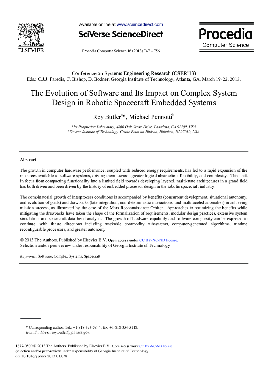 The Evolution of Software and Its Impact on Complex System Design in Robotic Spacecraft Embedded Systems 