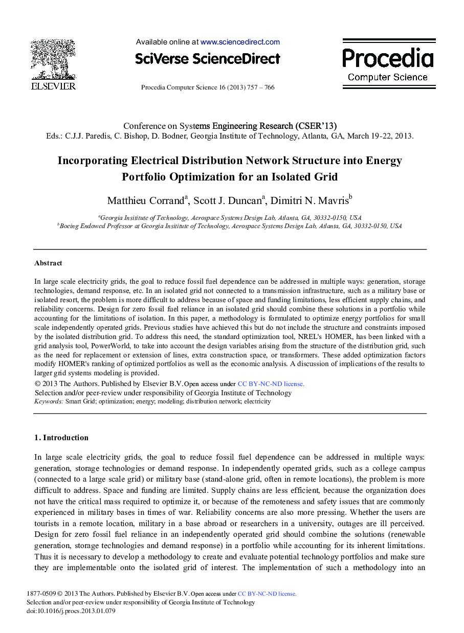Incorporating Electrical Distribution Network Structure into Energy Portfolio Optimization for an Isolated Grid 