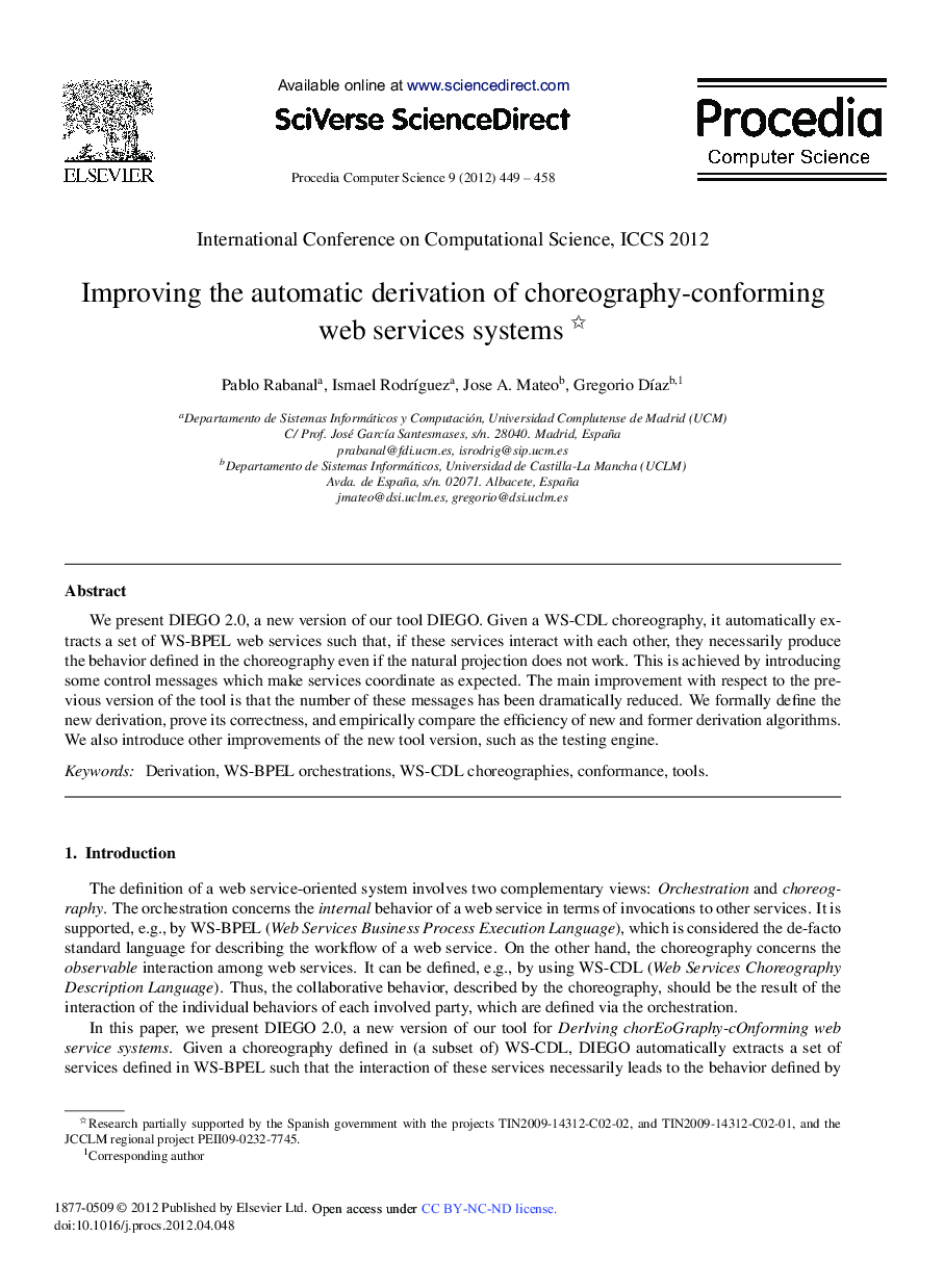 Improving the Automatic Derivation of Choreography-conforming Web Services Systems 