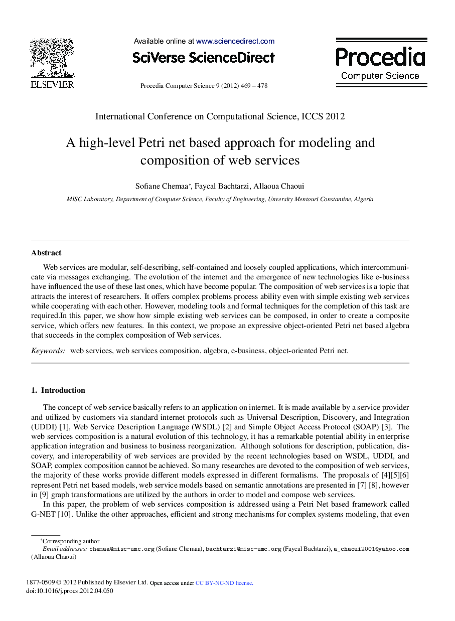 A High-level Petri Net Based Approach for Modeling and Composition of Web Services