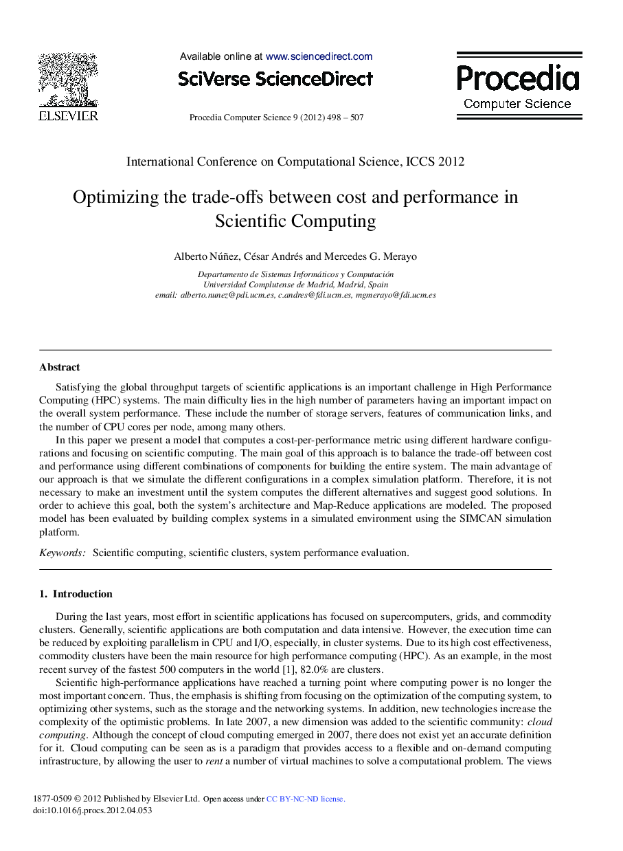 Optimizing the Trade-offs Between Cost and Performance in Scientific Computing