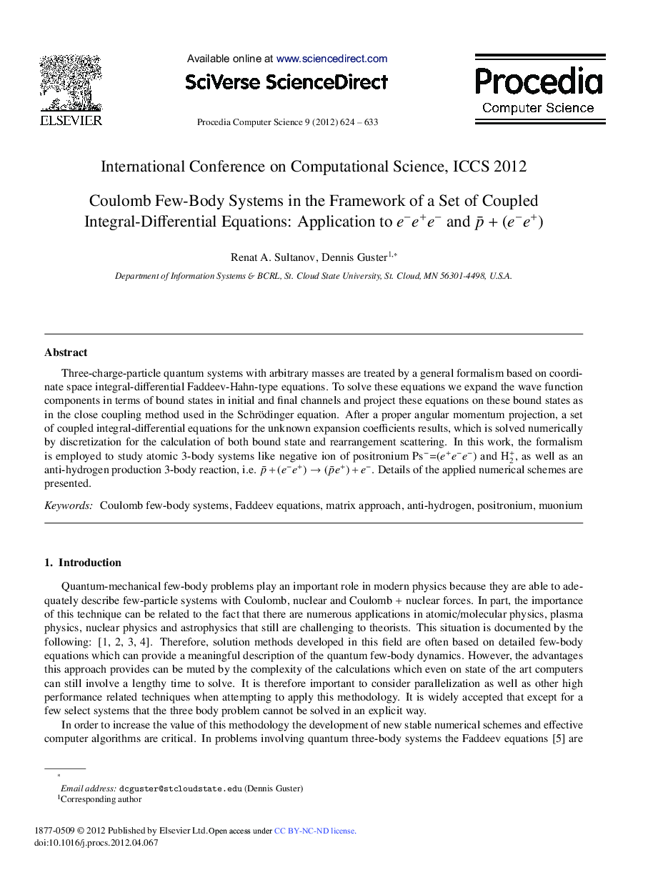 Coulomb Few-body Systems in the Framework of a Set of Coupled Integral-Differential Equations: Application to e-e+e-