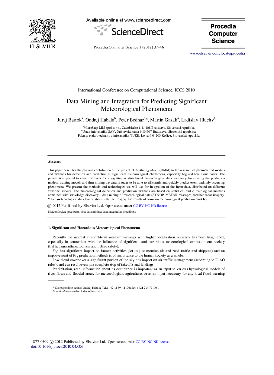 Data mining and integration for predicting significant meteorological phenomena