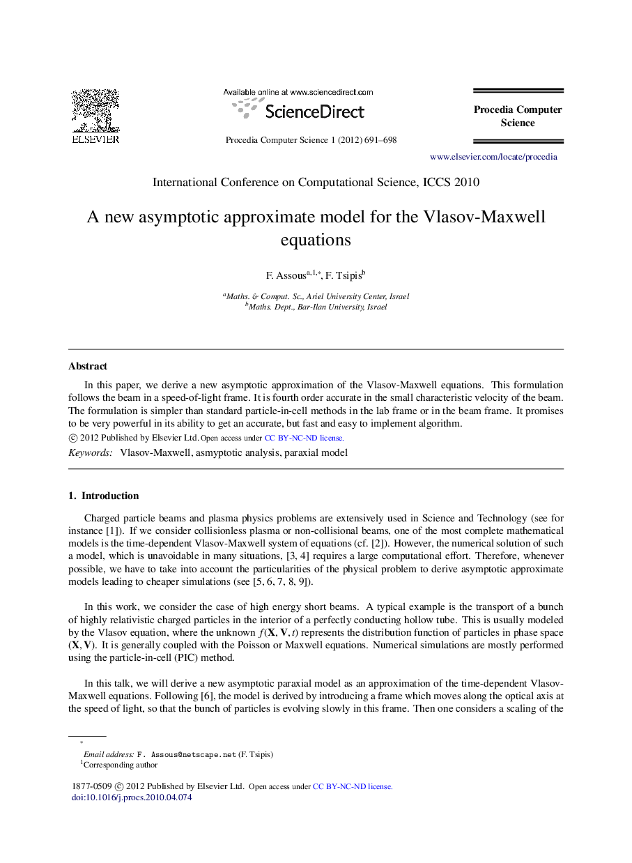 A new asymptotic approximate model for the Vlasov-Maxwell equations