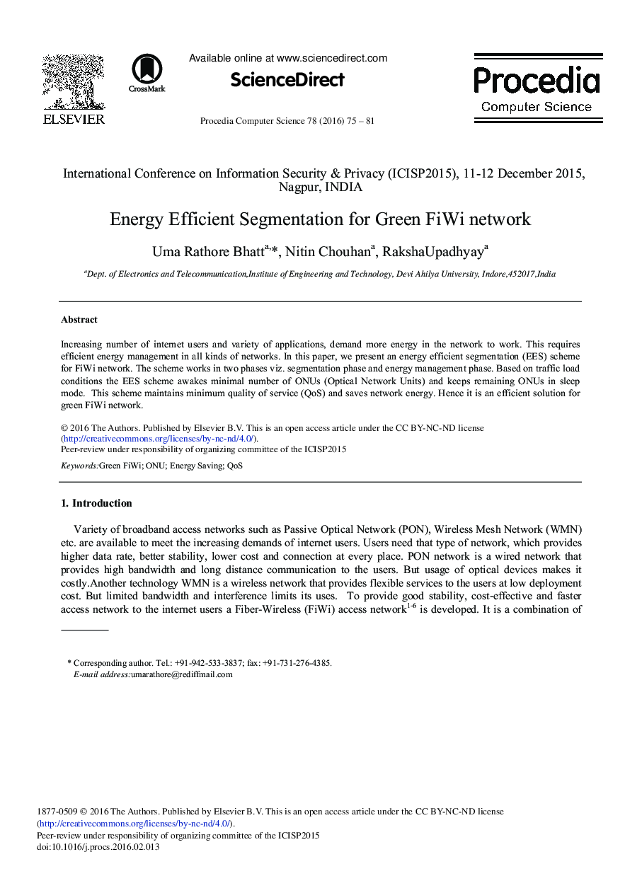 Energy Efficient Segmentation for Green FiWi network 