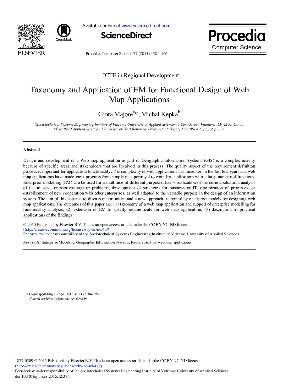 Taxonomy and Application of EM for Functional Design of Web Map Applications 