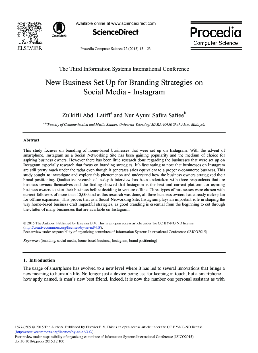 New Business Set Up for Branding Strategies on Social Media – Instagram 