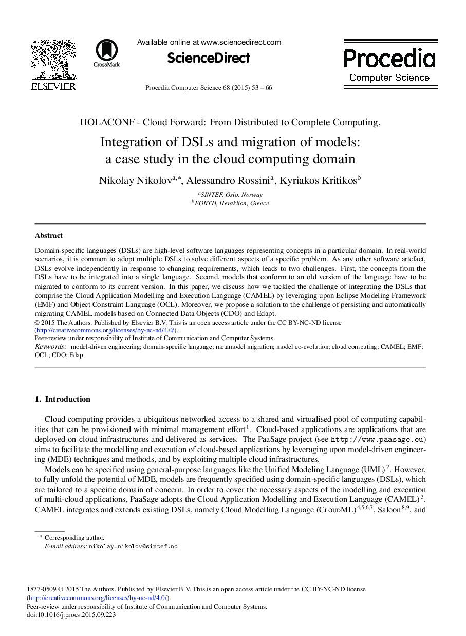 Integration of DSLs and Migration of Models: A Case Study in the Cloud Computing Domain 