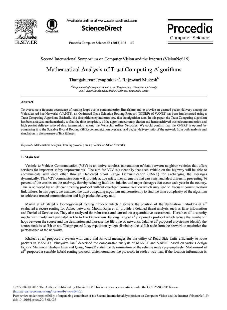 Mathematical Analysis of Trust Computing Algorithms 