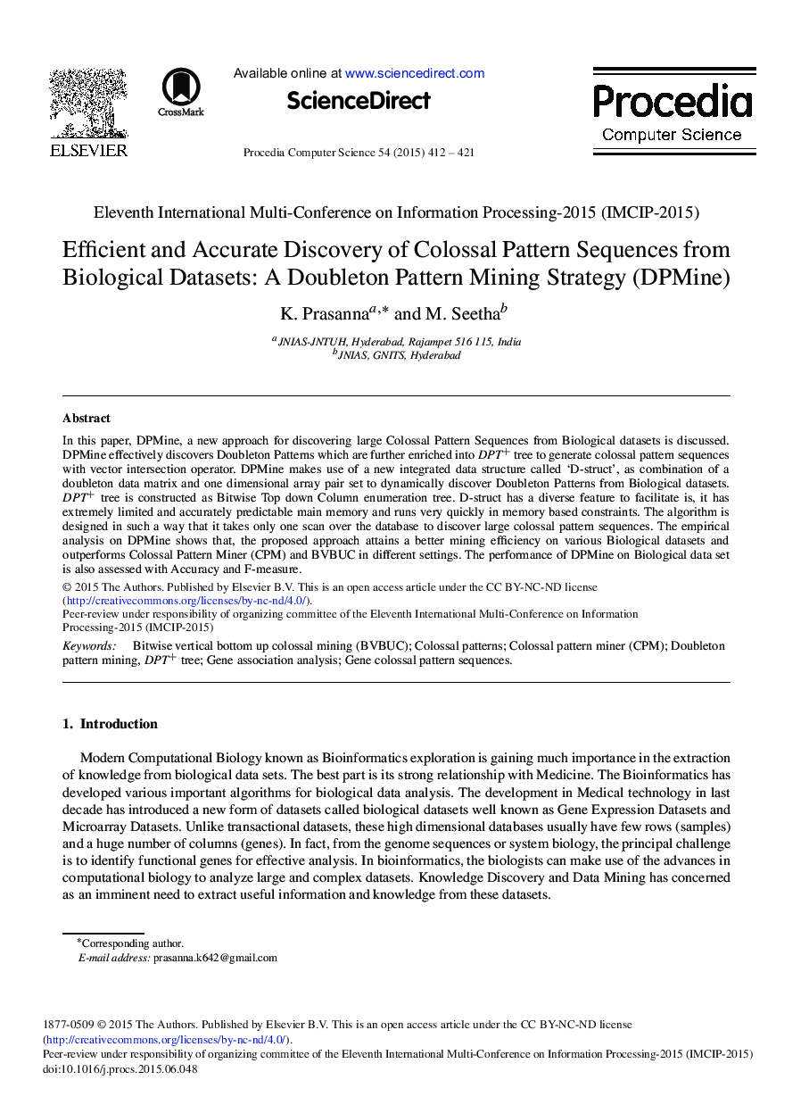 Efficient and Accurate Discovery of Colossal Pattern Sequences from Biological Datasets: A Doubleton Pattern Mining Strategy (DPMine) 