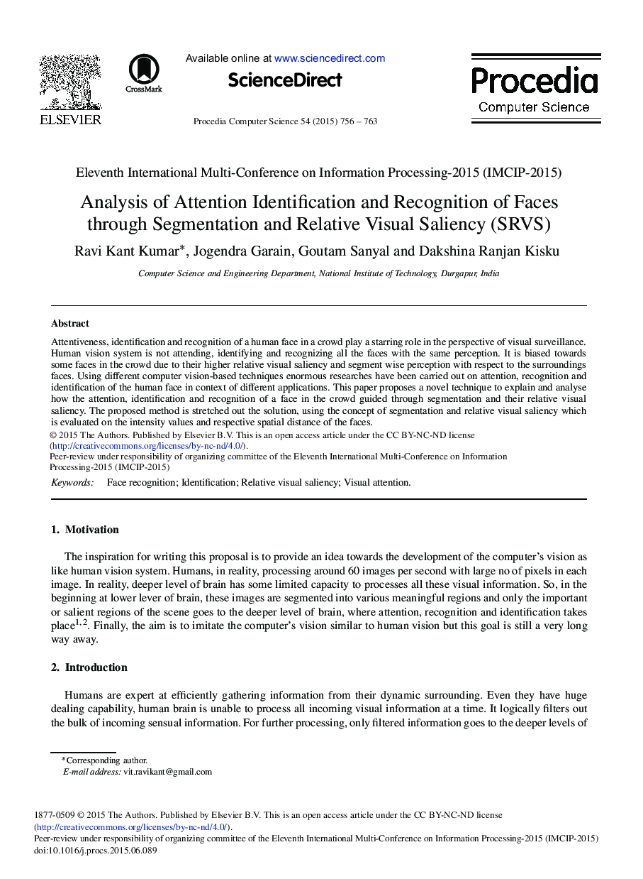 Analysis of Attention Identification and Recognition of Faces through Segmentation and Relative Visual Saliency (SRVS) 