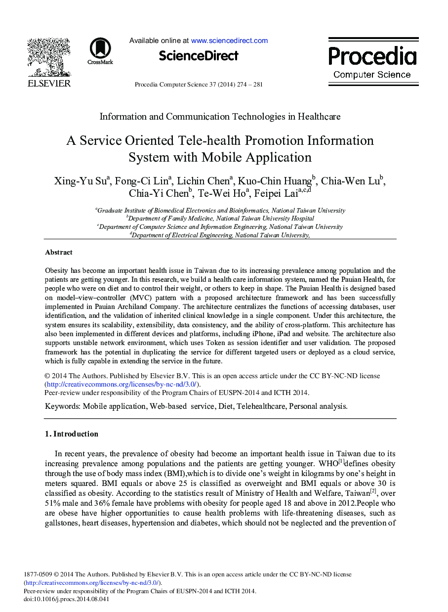 A Service Oriented Tele-health Promotion Information System with Mobile Application 