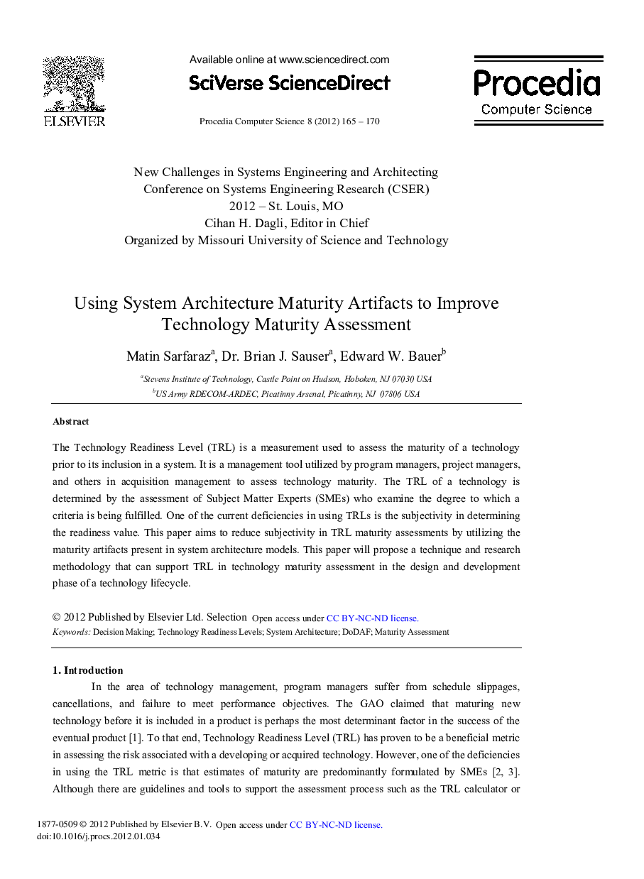 Using System Architecture Maturity Artifacts to Improve Technology Maturity Assessment