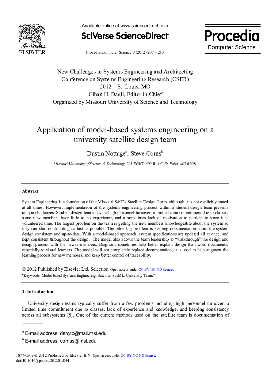 Application of model-based systems engineering on a university satellite design team