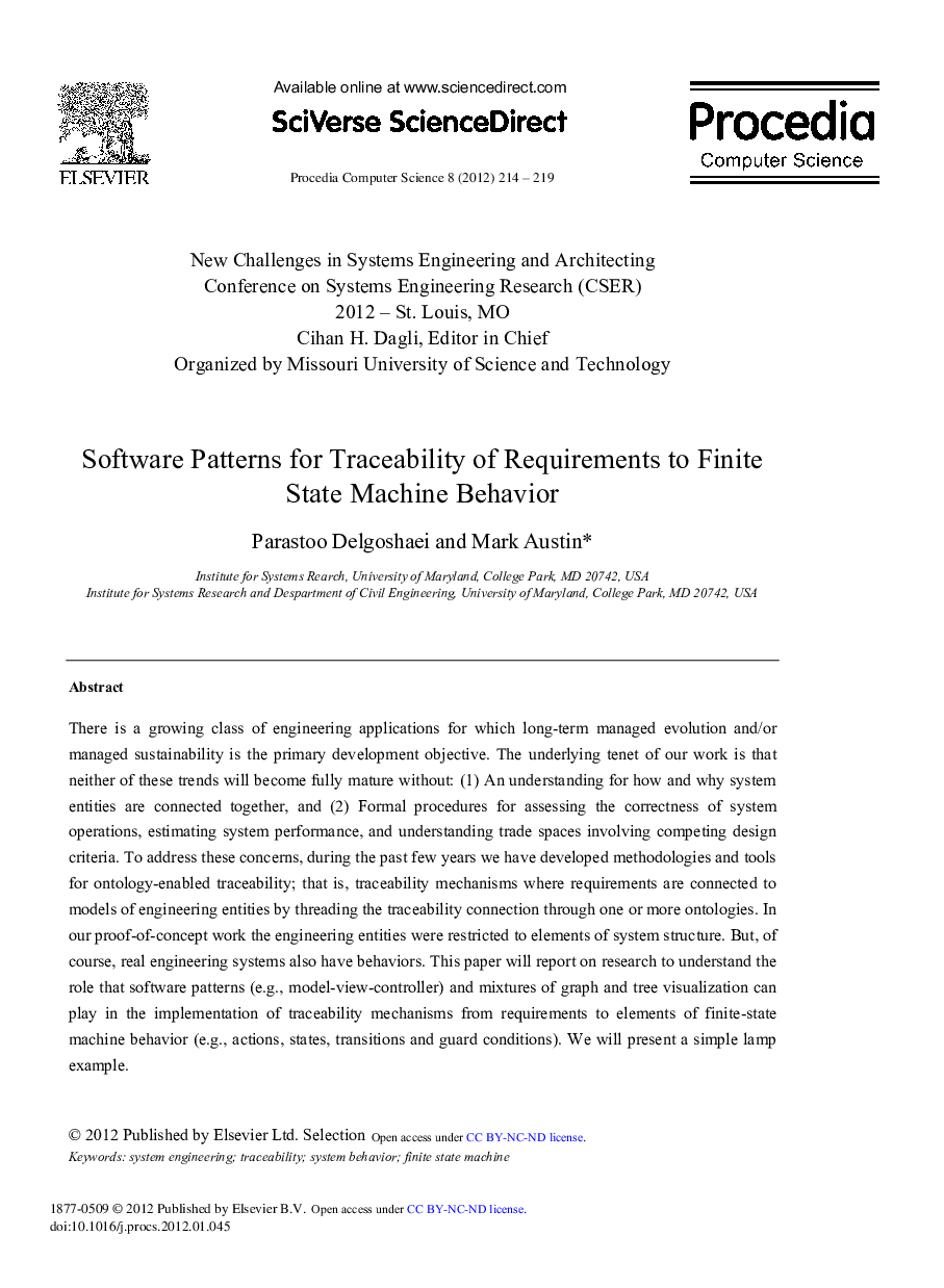 Software Patterns for Traceability of Requirements to Finite State Machine Behavior