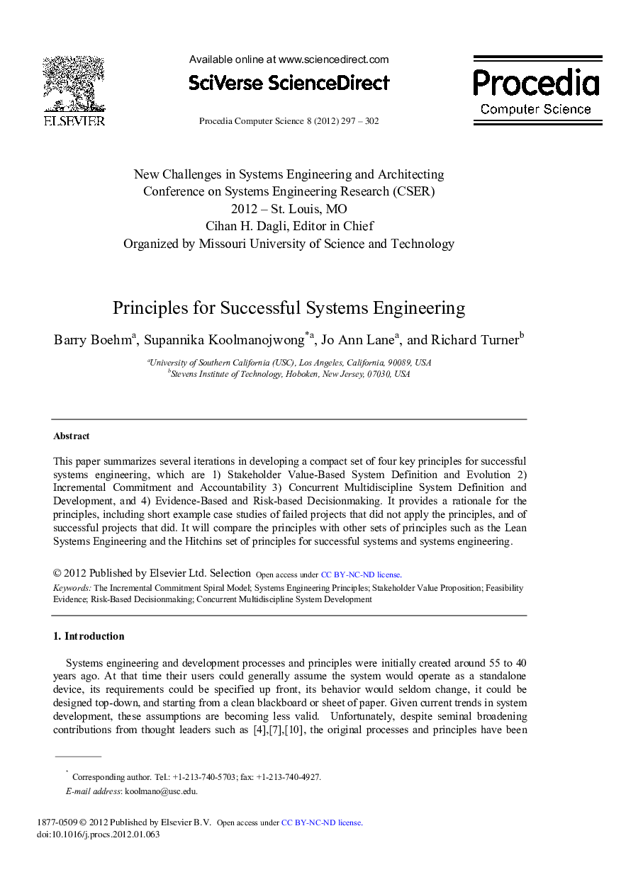 Principles for Successful Systems Engineering