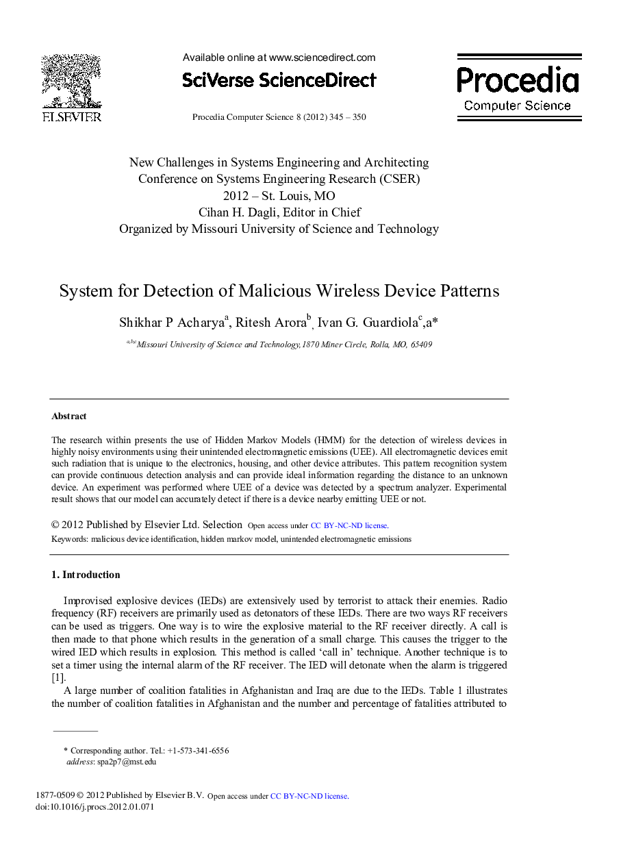 System for Detection of Malicious Wireless Device Patterns