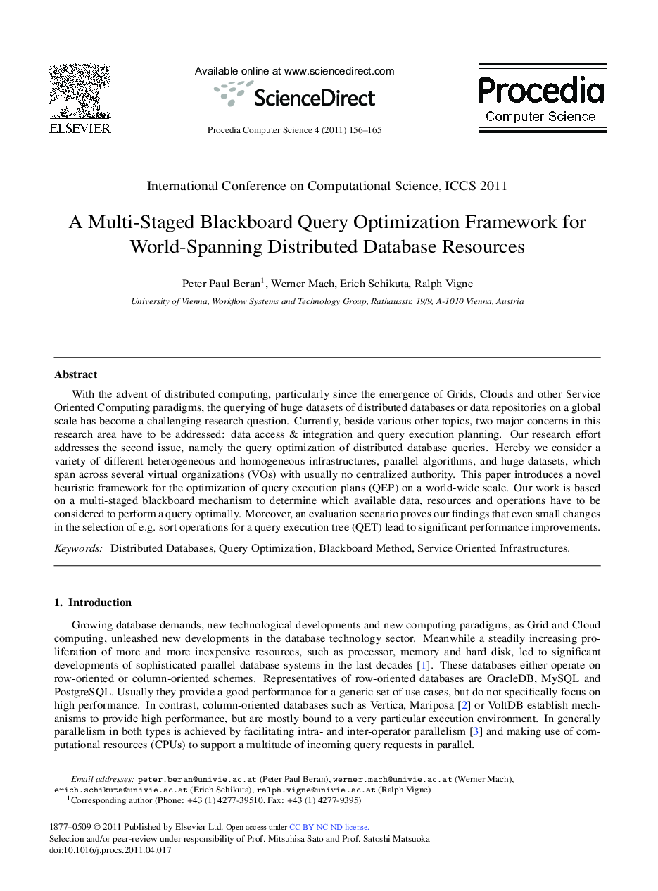 A Multi-Staged Blackboard Query Optimization Framework for World-Spanning Distributed Database Resources
