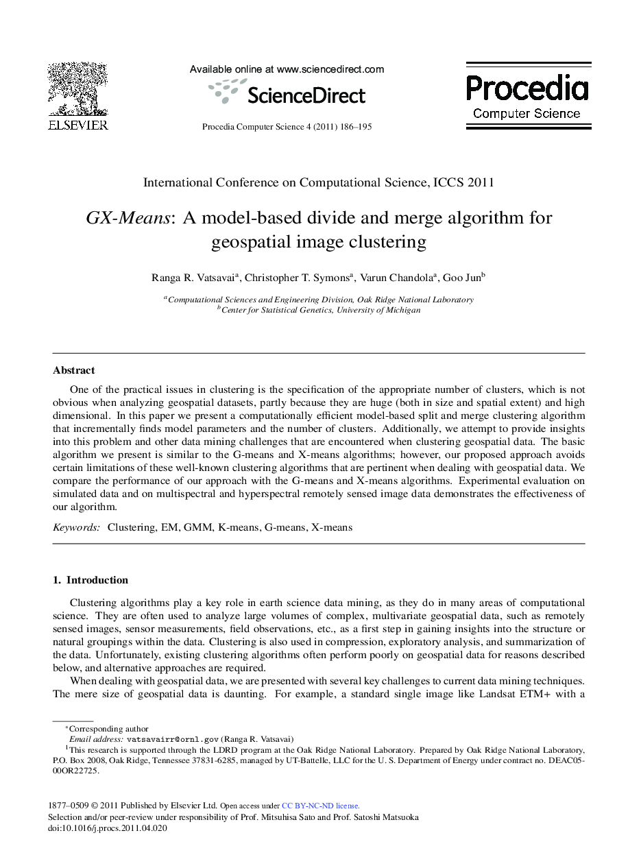 GX-Means: A model-based divide and merge algorithm for geospatial image clustering