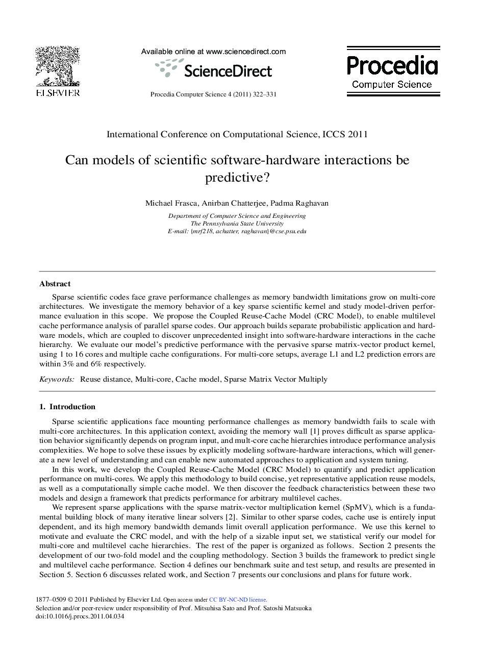 Can models of scientific software-hardware interactions be predictive?