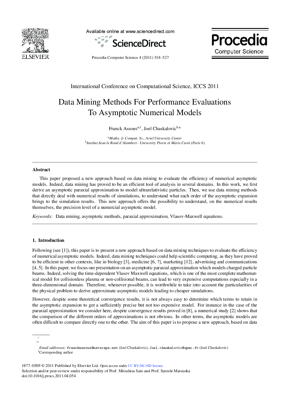 Data Mining Methods For Performance Evaluations To Asymptotic Numerical Models