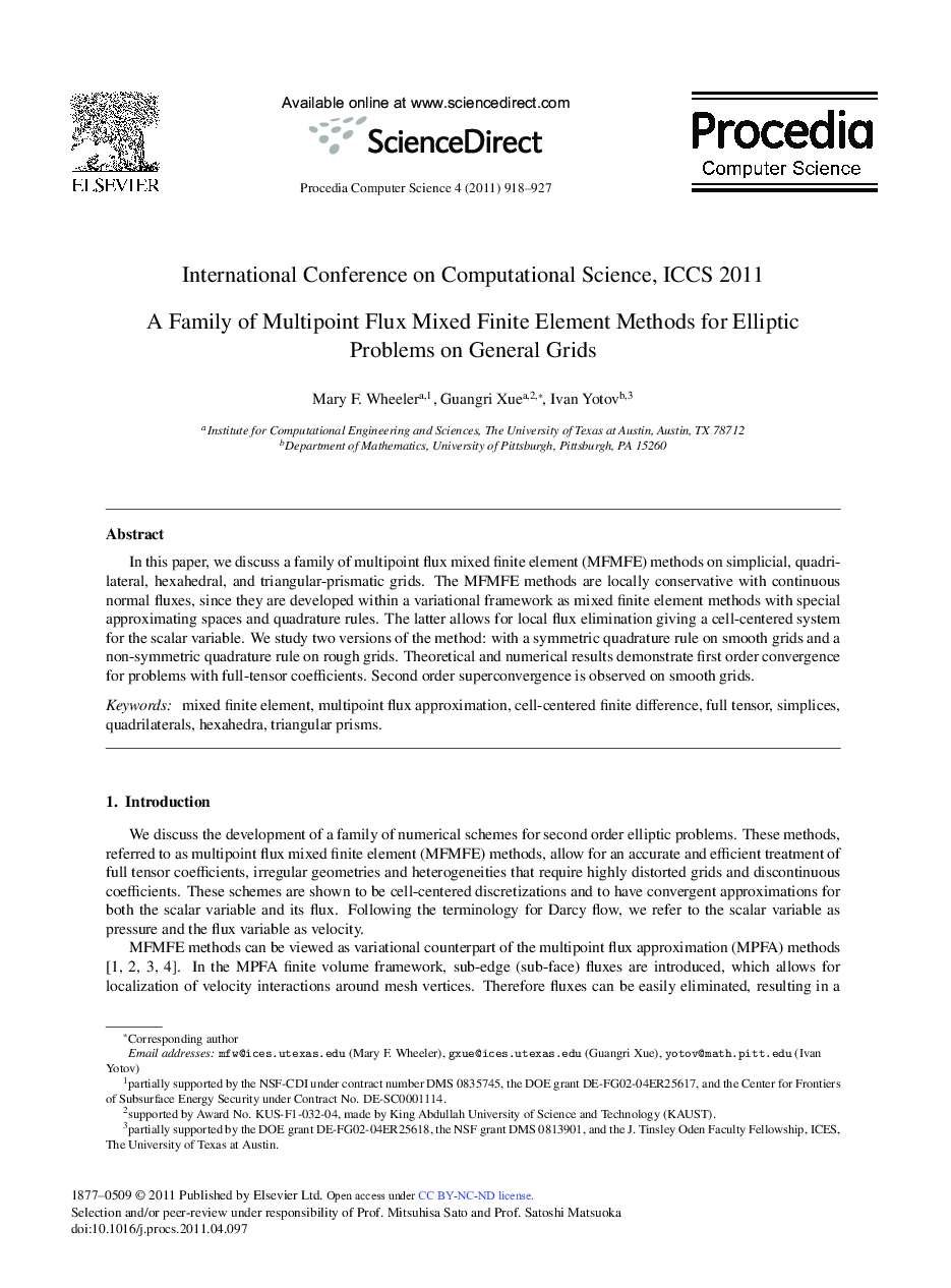 A Family of Multipoint Flux Mixed Finite Element Methods for Elliptic Problems on General Grids