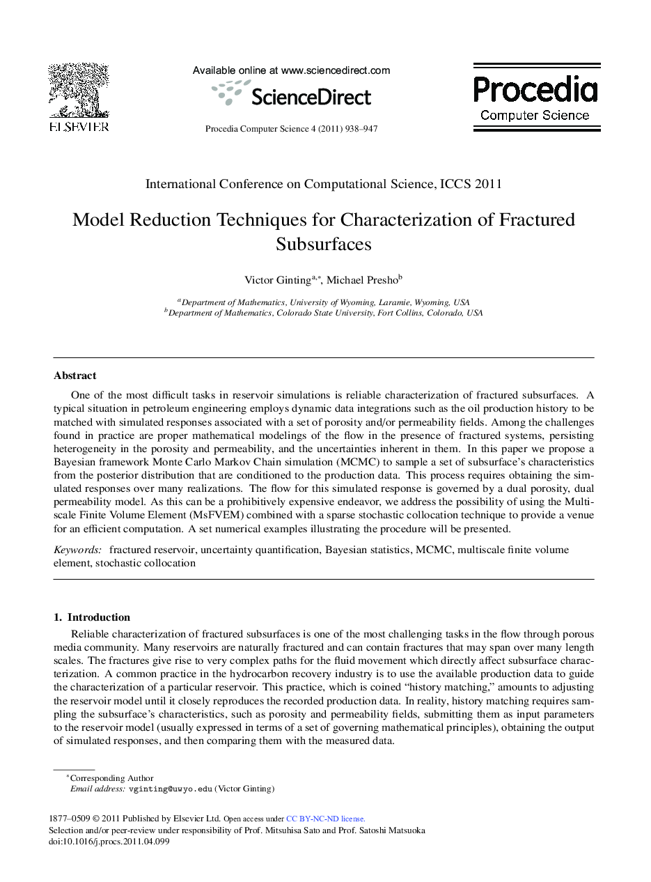 Model Reduction Techniques for Characterization of Fractured Subsurfaces
