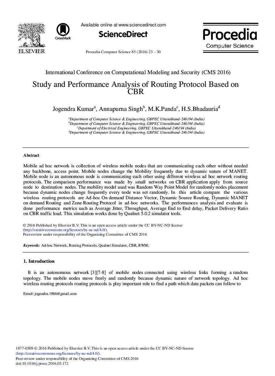 Study and Performance Analysis of Routing Protocol Based on CBR 