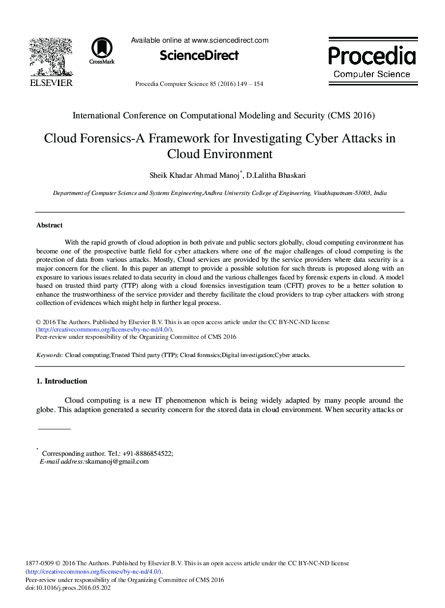 Cloud Forensics-A Framework for Investigating Cyber Attacks in Cloud Environment 