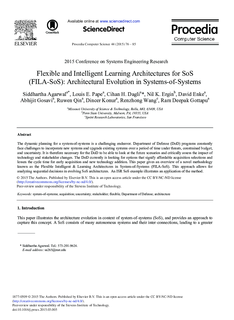 Flexible and Intelligent Learning Architectures for SoS (FILA-SoS): Architectural Evolution in Systems-of-Systems 