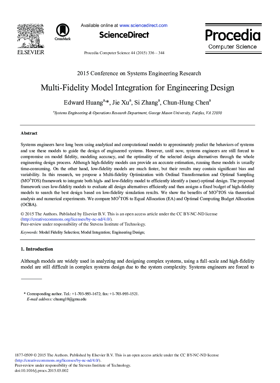 Multi-fidelity Model Integration for Engineering Design 