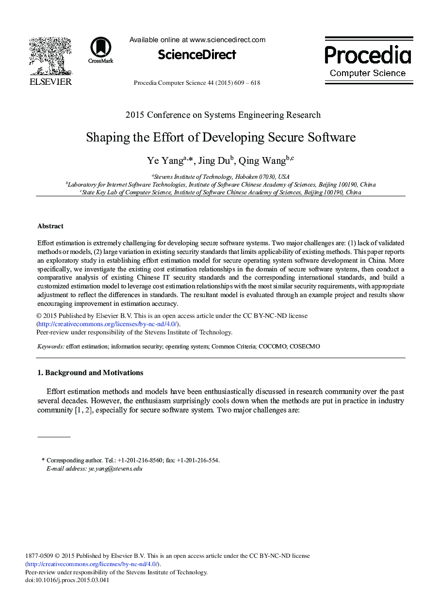 Shaping the Effort of Developing Secure Software 