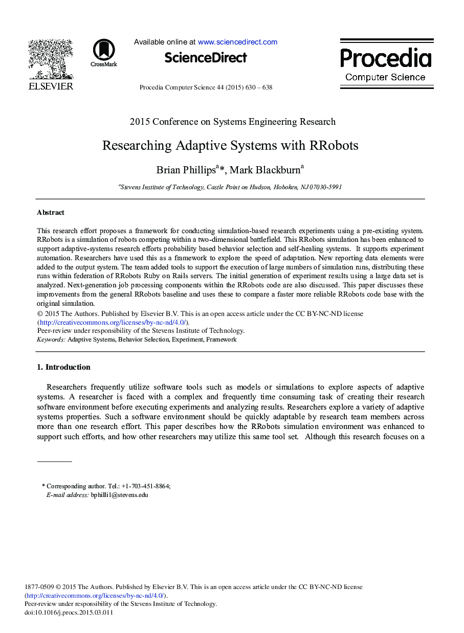 Researching Adaptive Systems with RRobots 
