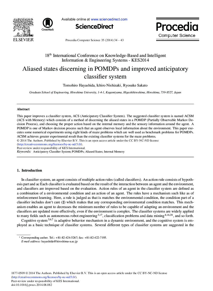 Aliased States Discerning in POMDPs and Improved Anticipatory Classifier System 
