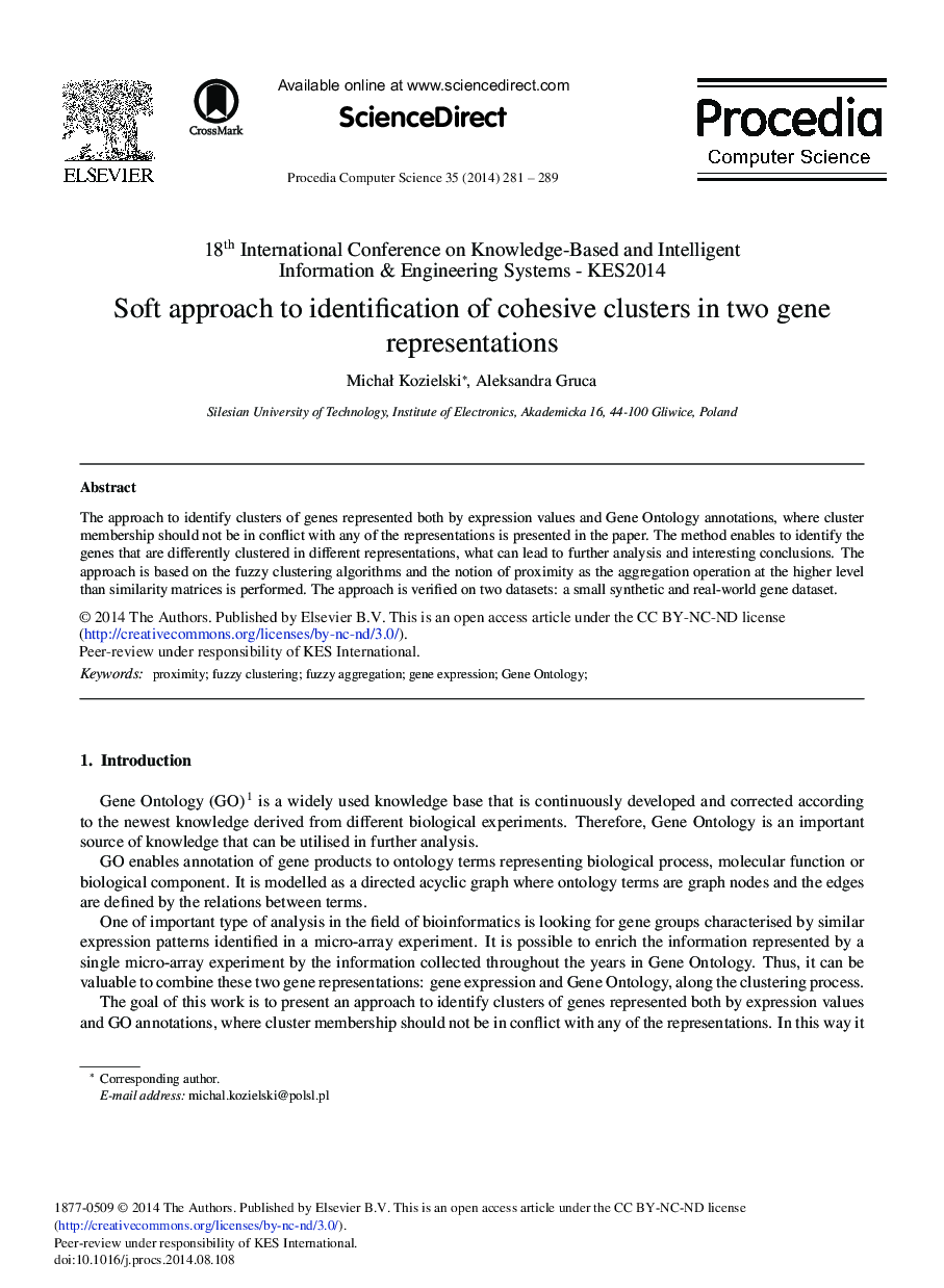 Soft Approach to Identification of Cohesive Clusters in Two Gene Representations 