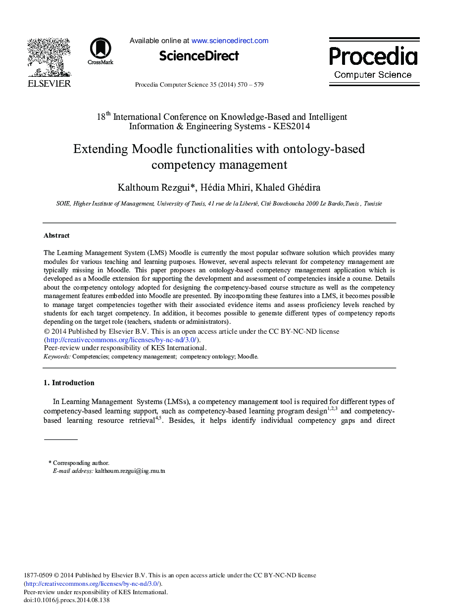 Extending Moodle Functionalities with Ontology-based Competency Management 