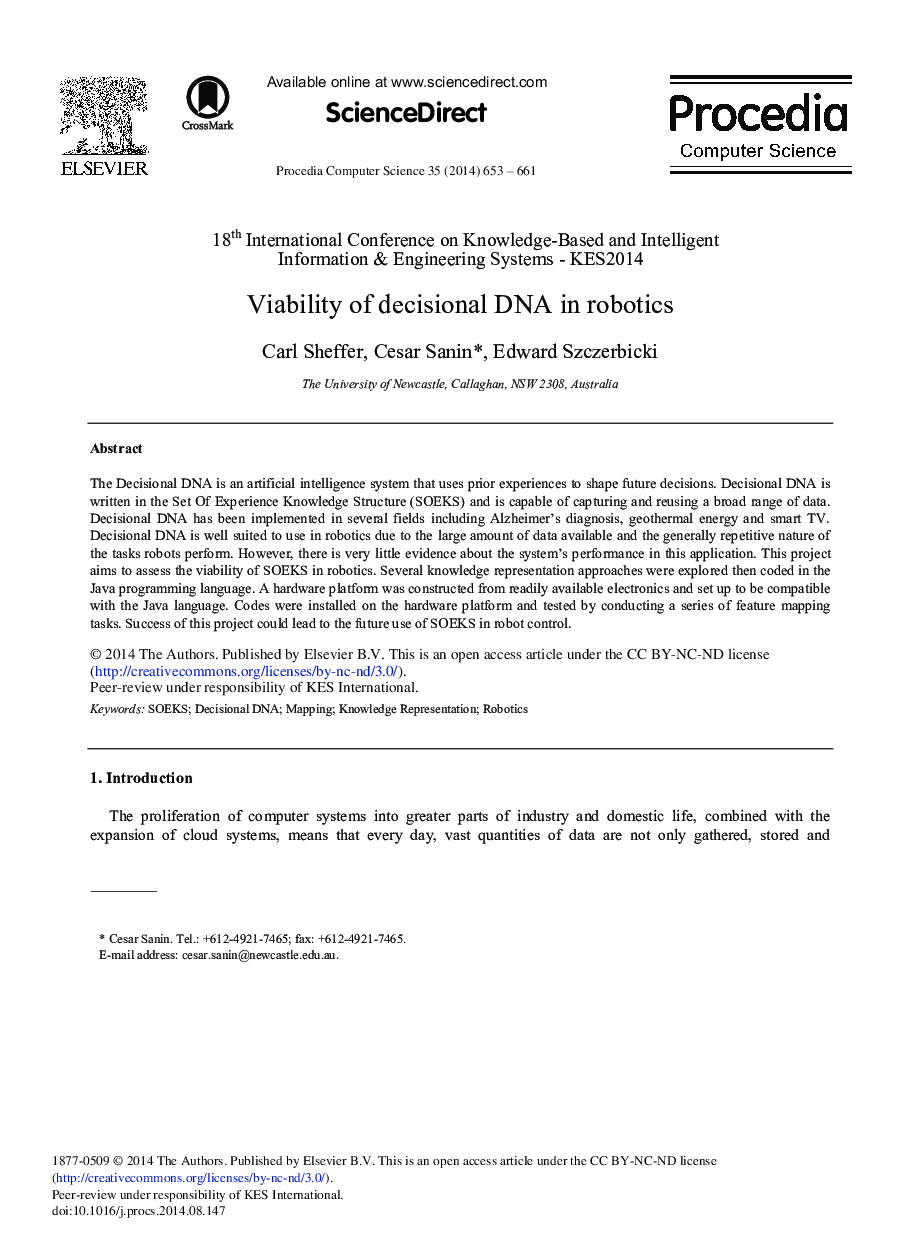 Viability of Decisional DNA in Robotics 