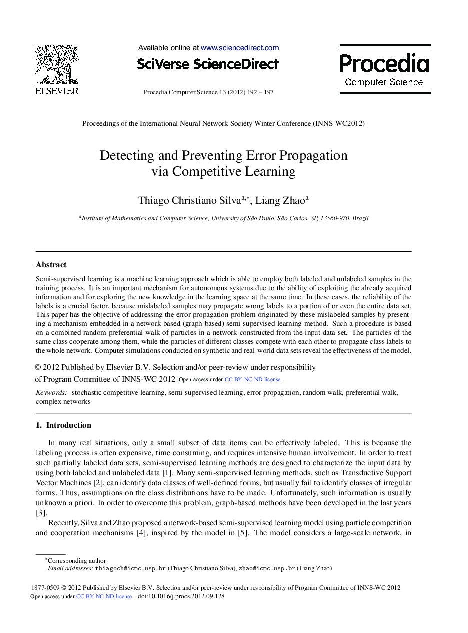 Detecting and Preventing Error Propagation via Competitive Learning
