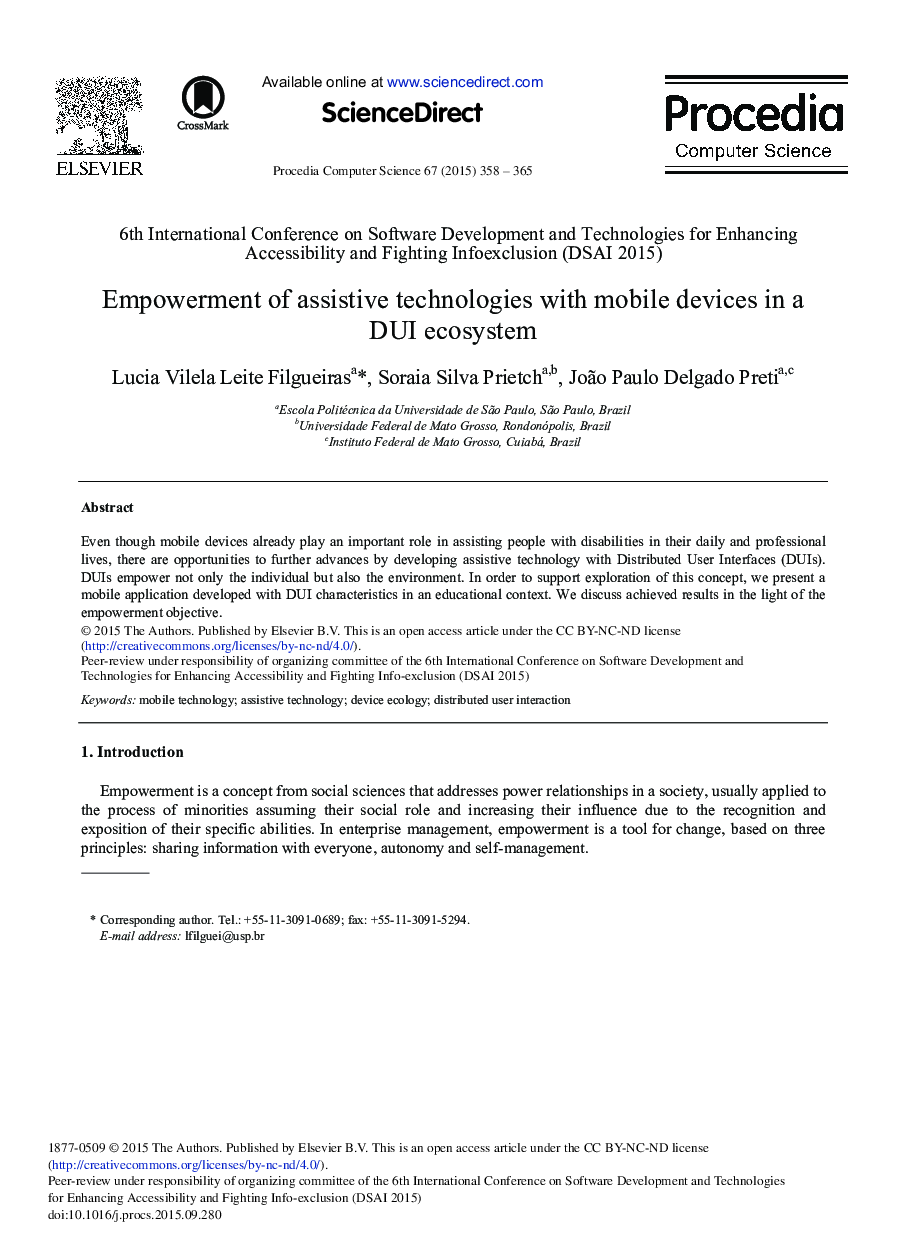 Empowerment of Assistive Technologies with Mobile Devices in a DUI Ecosystem 