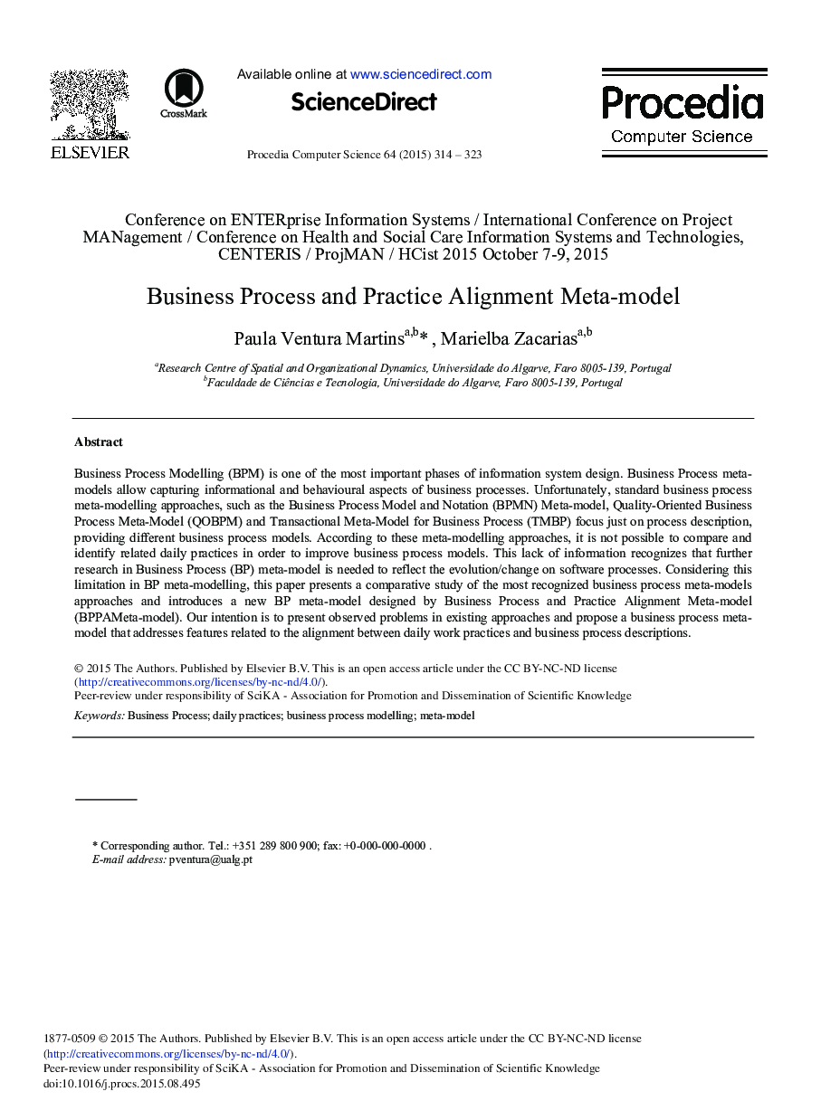 Business Process and Practice Alignment Meta-model 