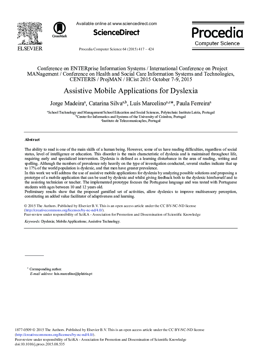 Assistive Mobile Applications for Dyslexia 