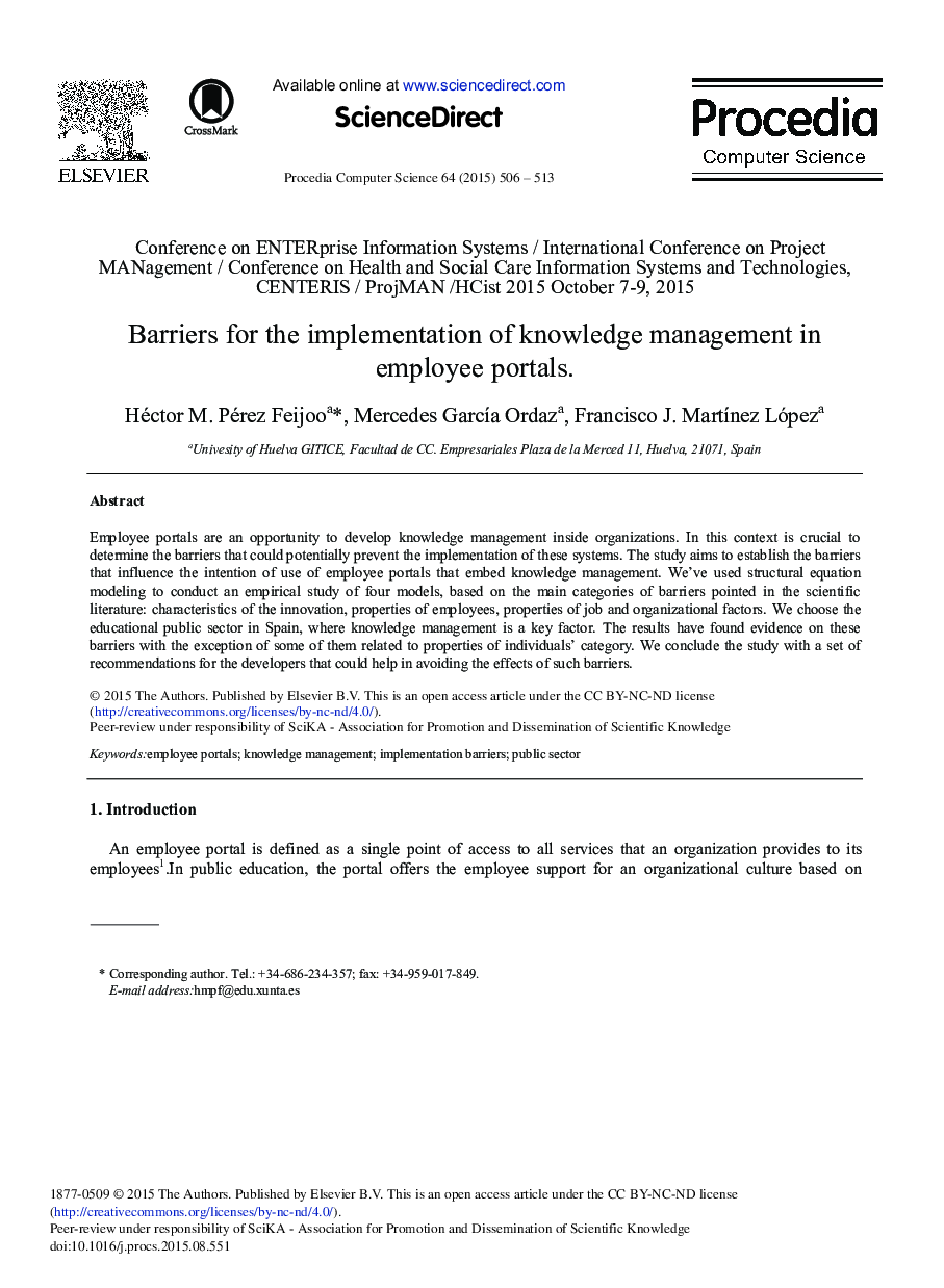 Barriers for the Implementation of Knowledge Management in Employee Portals 