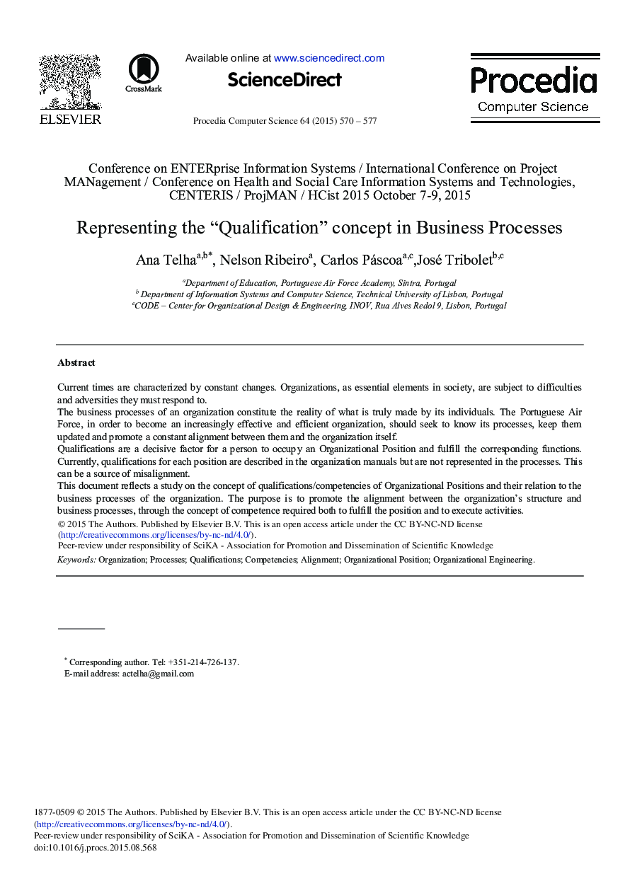 Representing the “Qualification” concept in Business Processes 
