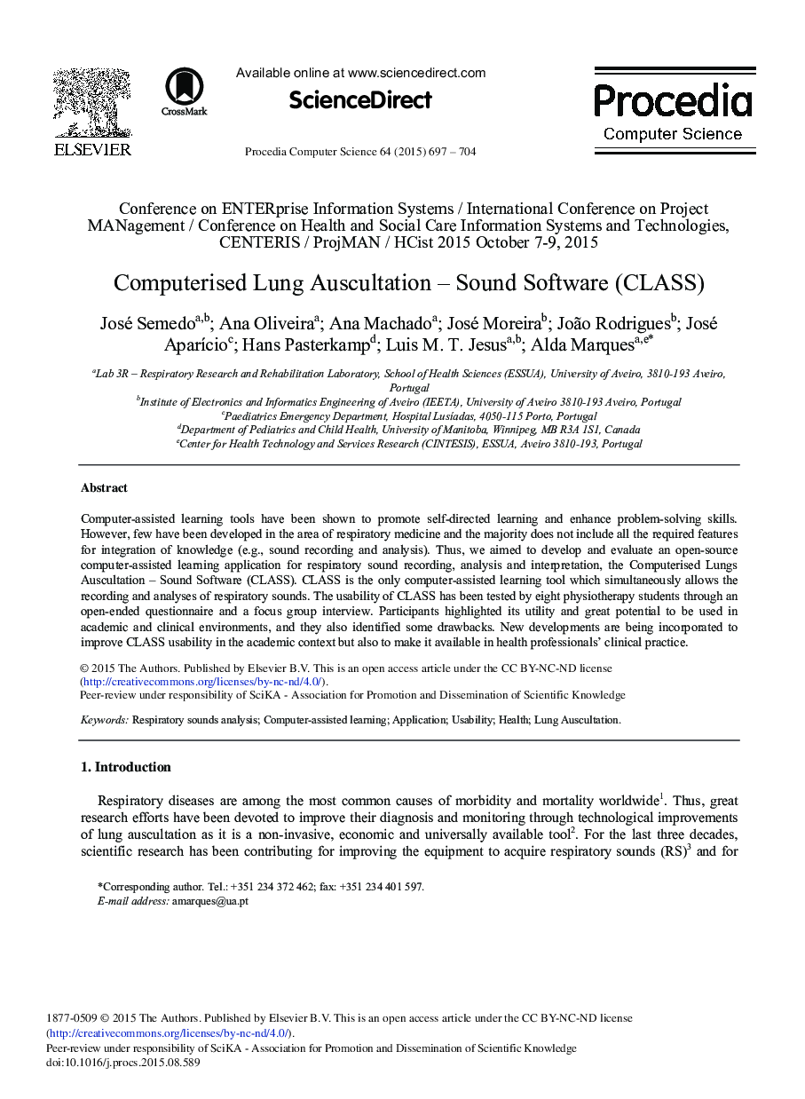 Computerised Lung Auscultation – Sound Software (CLASS) 