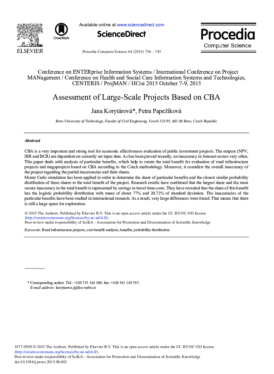Assessment of Large-Scale Projects Based on CBA 