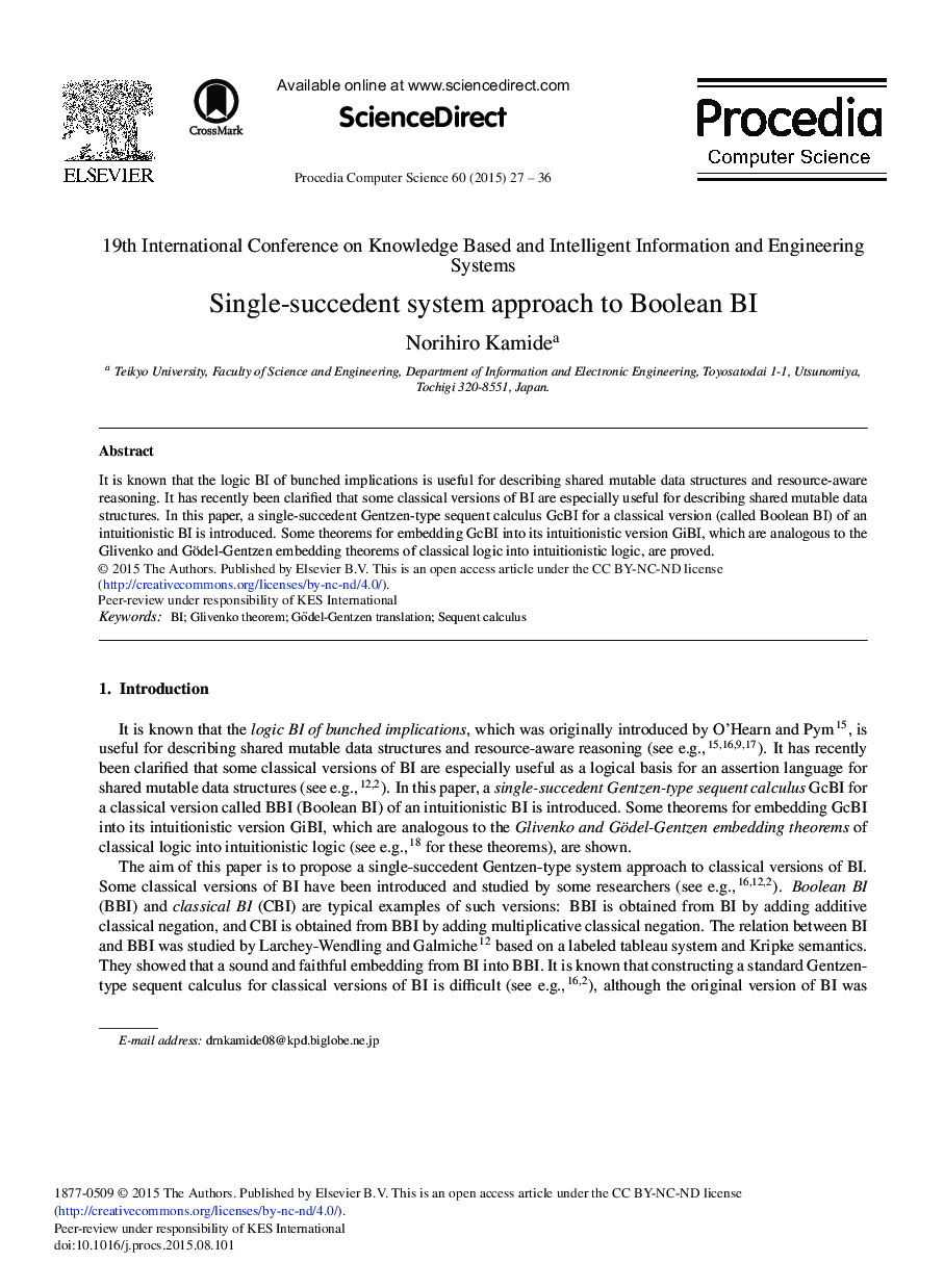 Single-succedent System Approach to Boolean BI 
